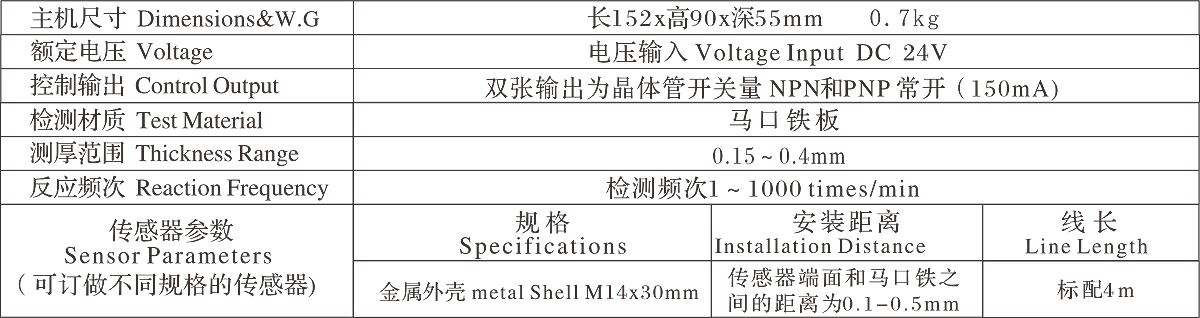 SP-813單探頭重疊檢測器參數(shù)
